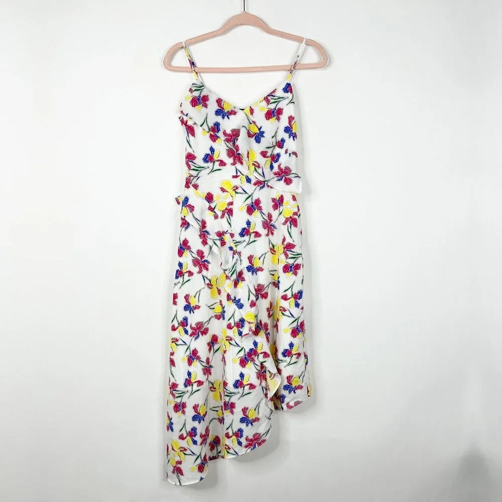 2/$30 Banana Republic  Asymmetrical Floral Print Sundress White Multi 0 #A1360